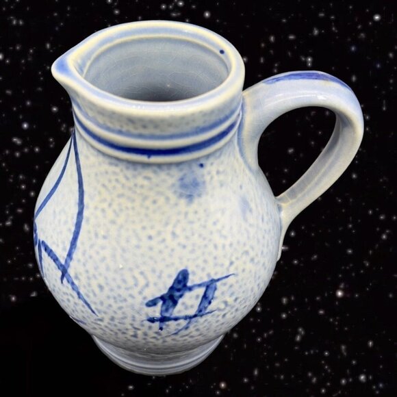 Staffel Stoneware Pitcher W Germany Cobalt Blue Salt Glaze Pottery Stoneware 5”T - Picture 9 of 10